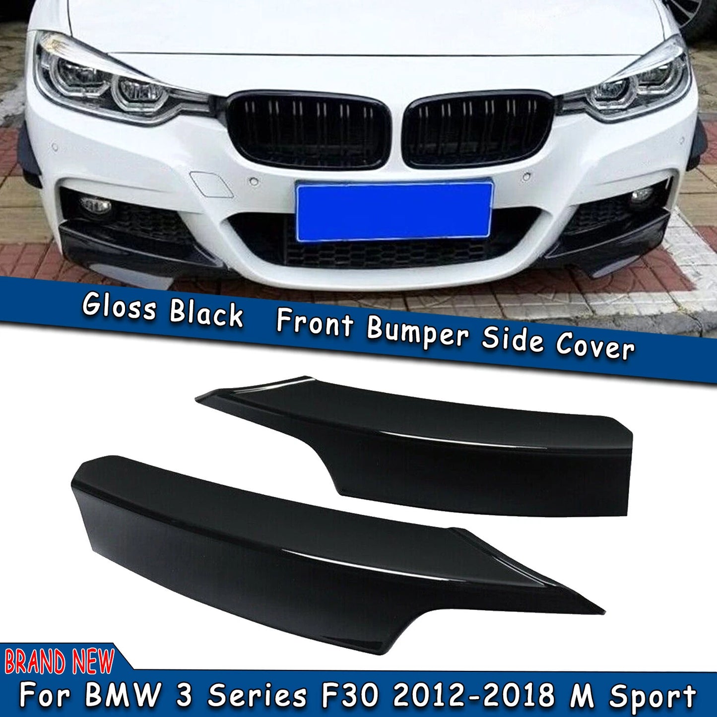 Gloss Black Front Bumper Splitter Lip for BMW F30 M Sport (2012-2018)
