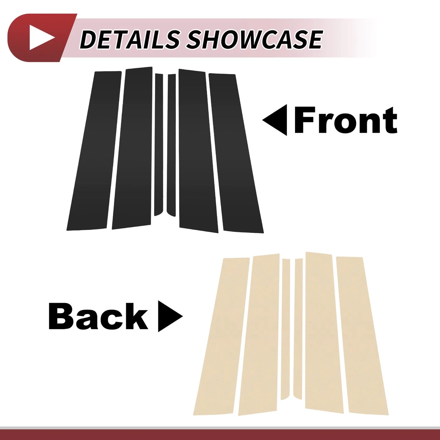 6 Pcs Door Pillar Window Trim for Ford Explorer (2011-2019) Black
