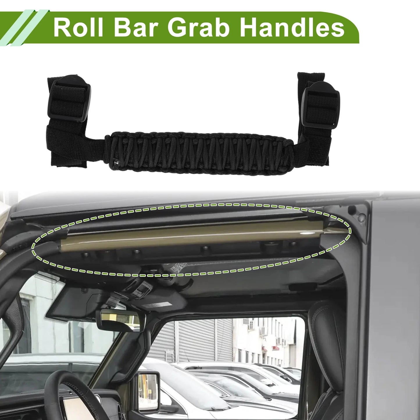 Roll Bar Grab Handles for Jeep Wrangler JL 4 Door (2024-2025) Black
