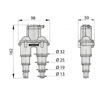 VETUS Anti-Syphon Device with Valve for 13-32mm Hose