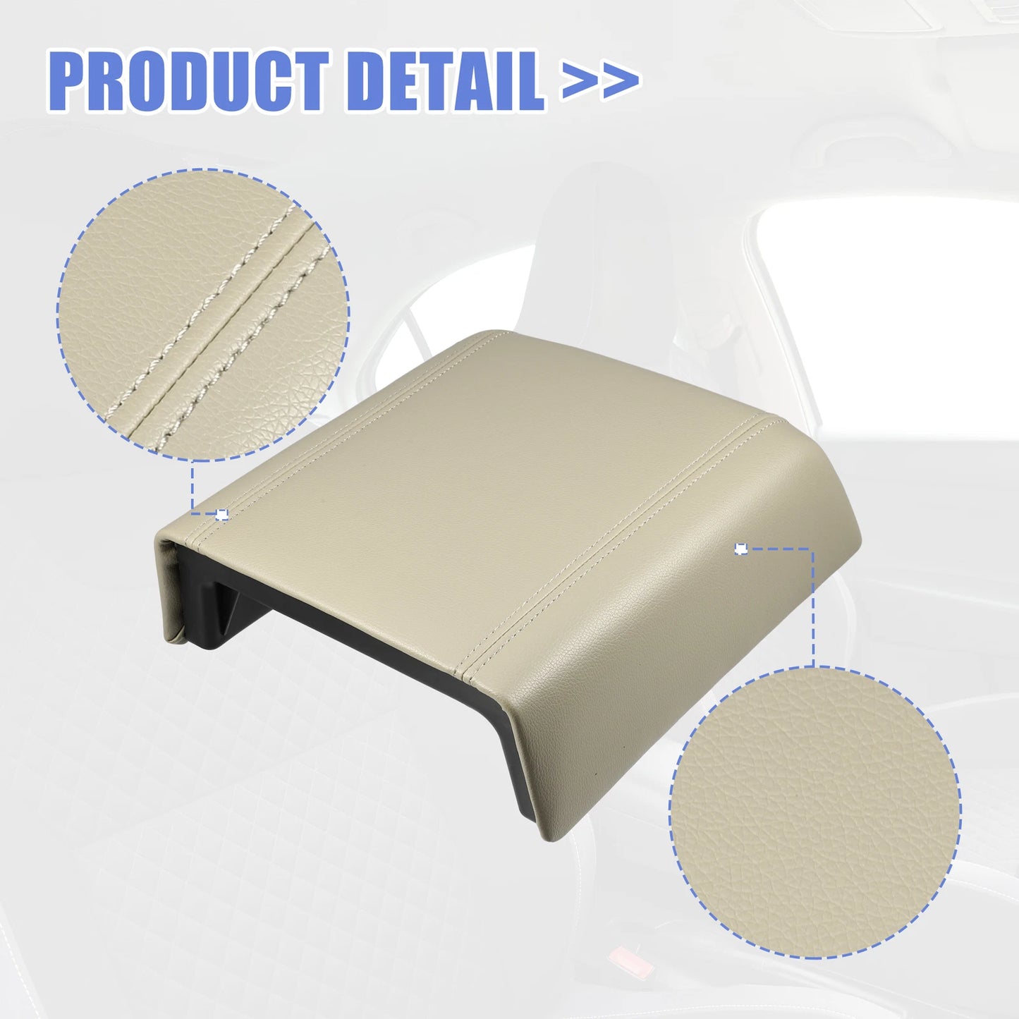 Center Console Lid Armrest Cover for Ford F-150 (2015-2023) Faux Leather Beige