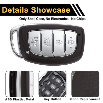 4 Button Key Fob Shell Case for Hyundai Tucson (2015-2021) Brown Silver Tone