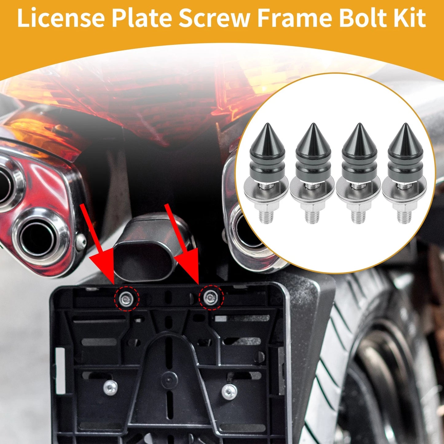 License Plate Screws Cover / 45mm / Titanium Tone 4 Pcs for Motorcycle
