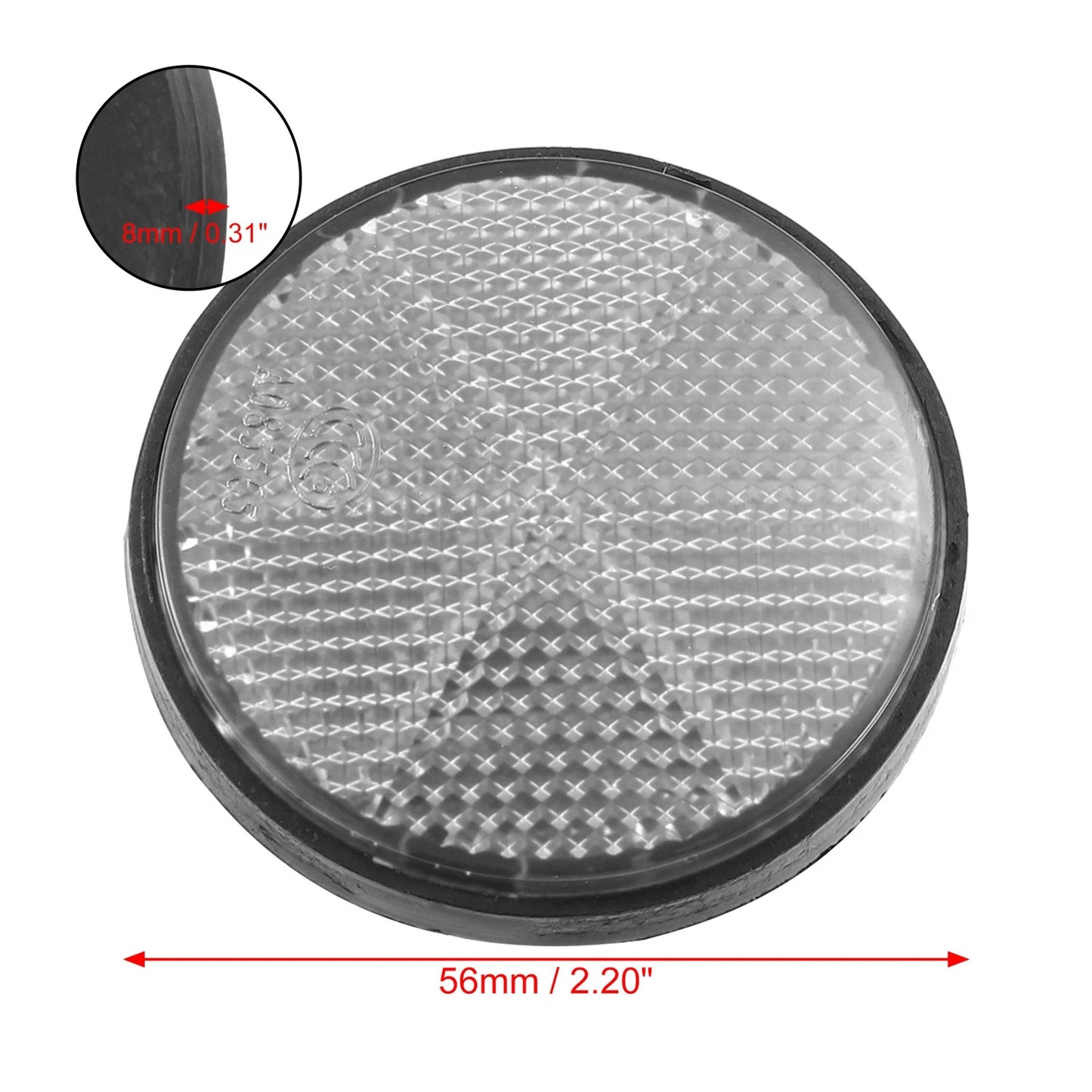 2 x 56mm White Universal Round Reflective Self-Adhesive Reflector