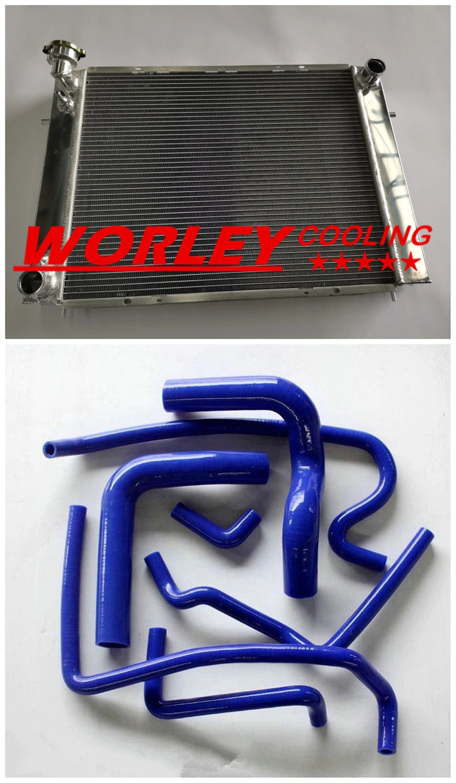 44mm Aluminum Radiator & Blue Hoses for Holden V8 Commodore (1988-1997)