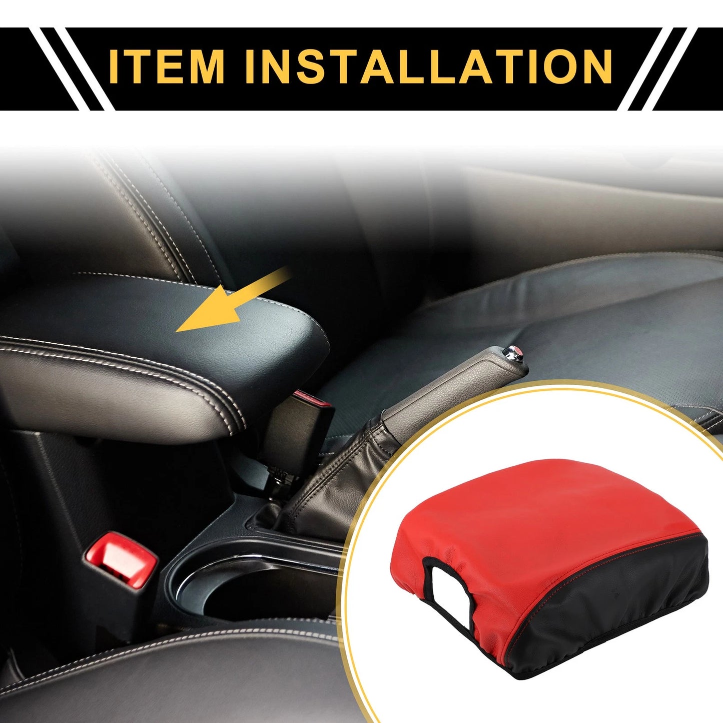 Center Console Lid Armrest Cover for Ford F-150 (2015-2020) Black Red