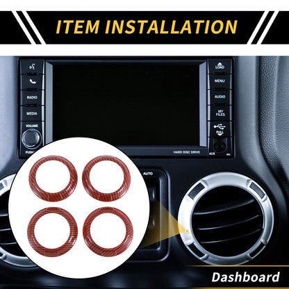 AC Vent Dashboard Decoration Rings for Jeep Wrangler JK JKU (2011-2017) Red