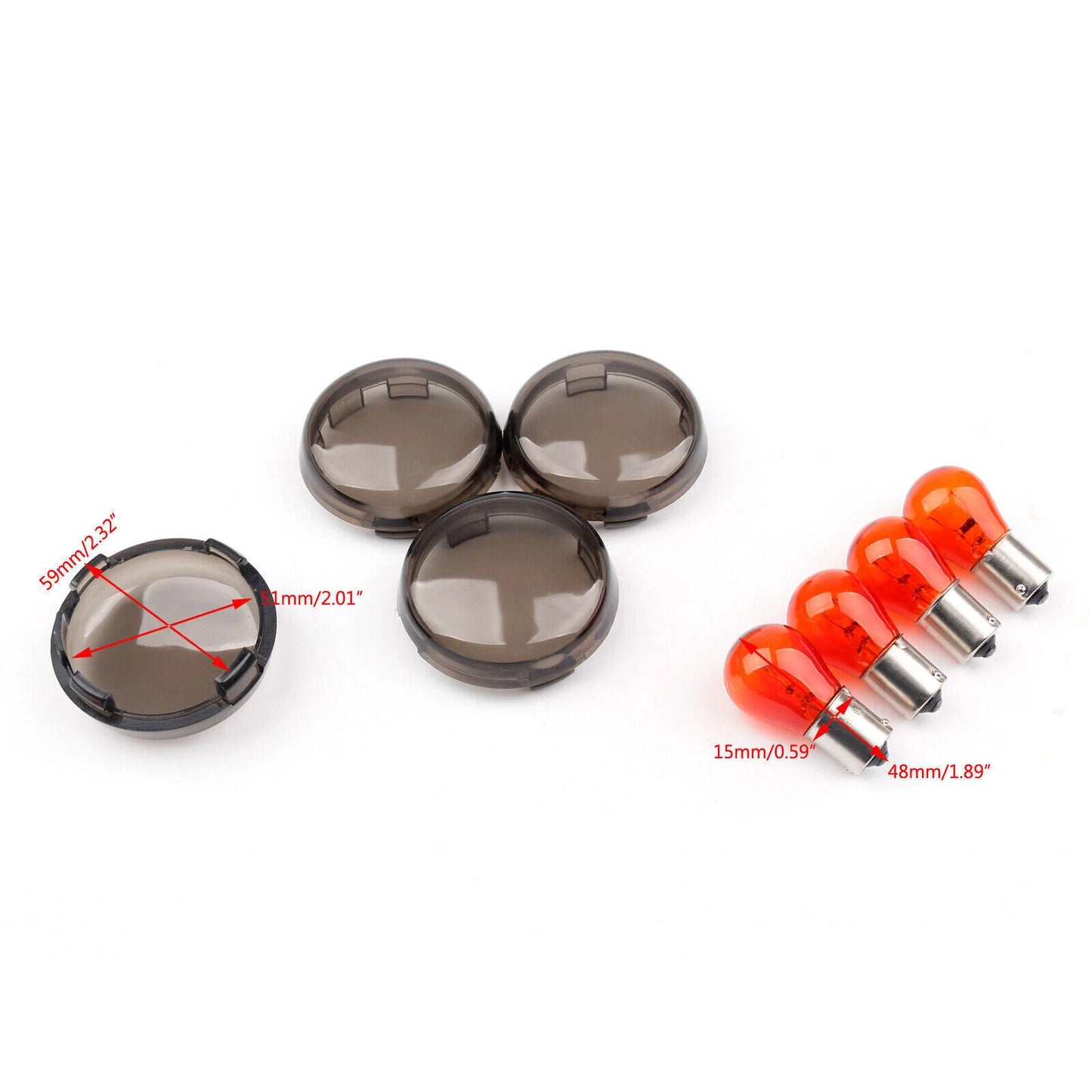 4pcs turn signal light lens covers + bulbs for Harley XL 883 48 (2009-2023)