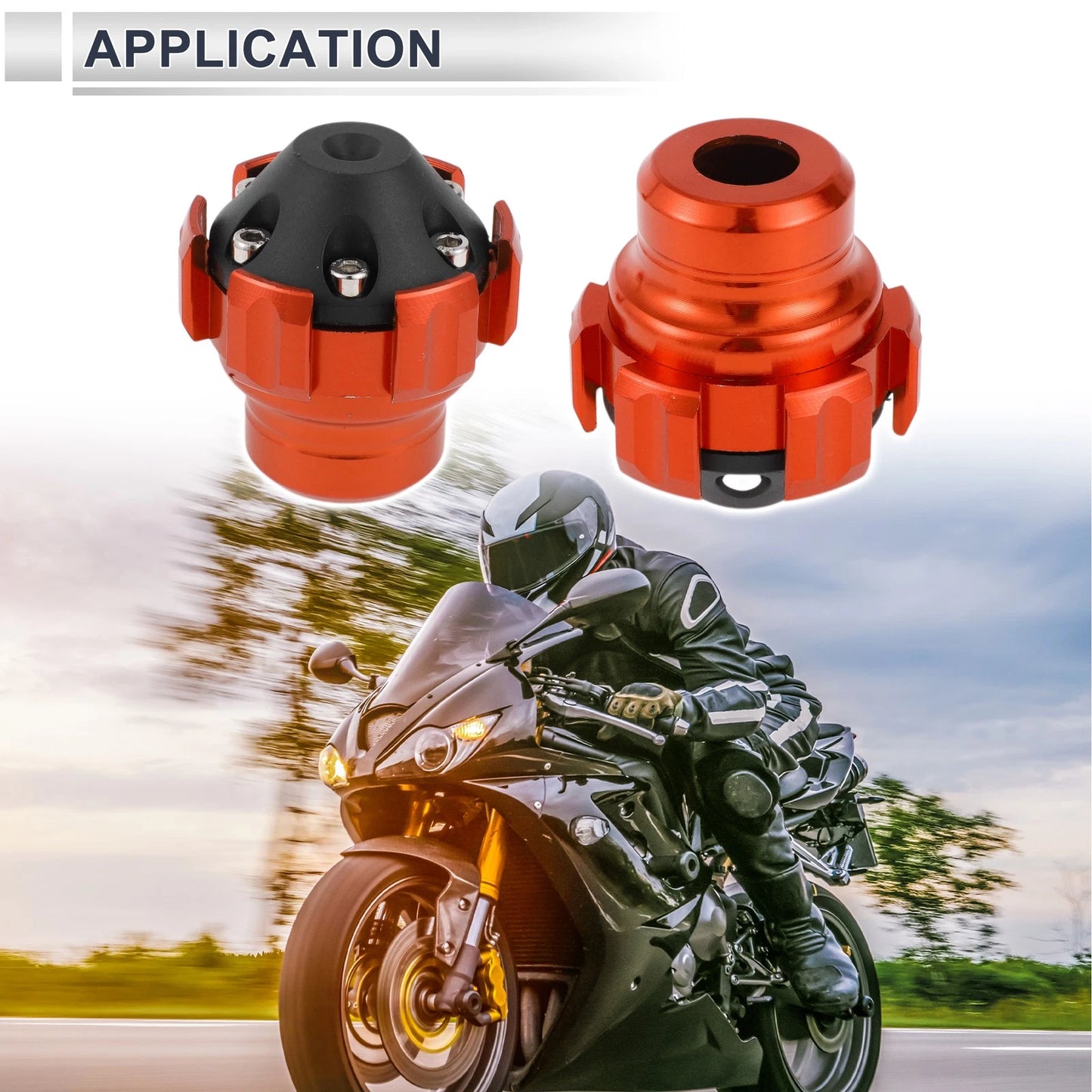 2 x 15.6mm Aluminum Alloy Motorcycle Slider Frame Orange