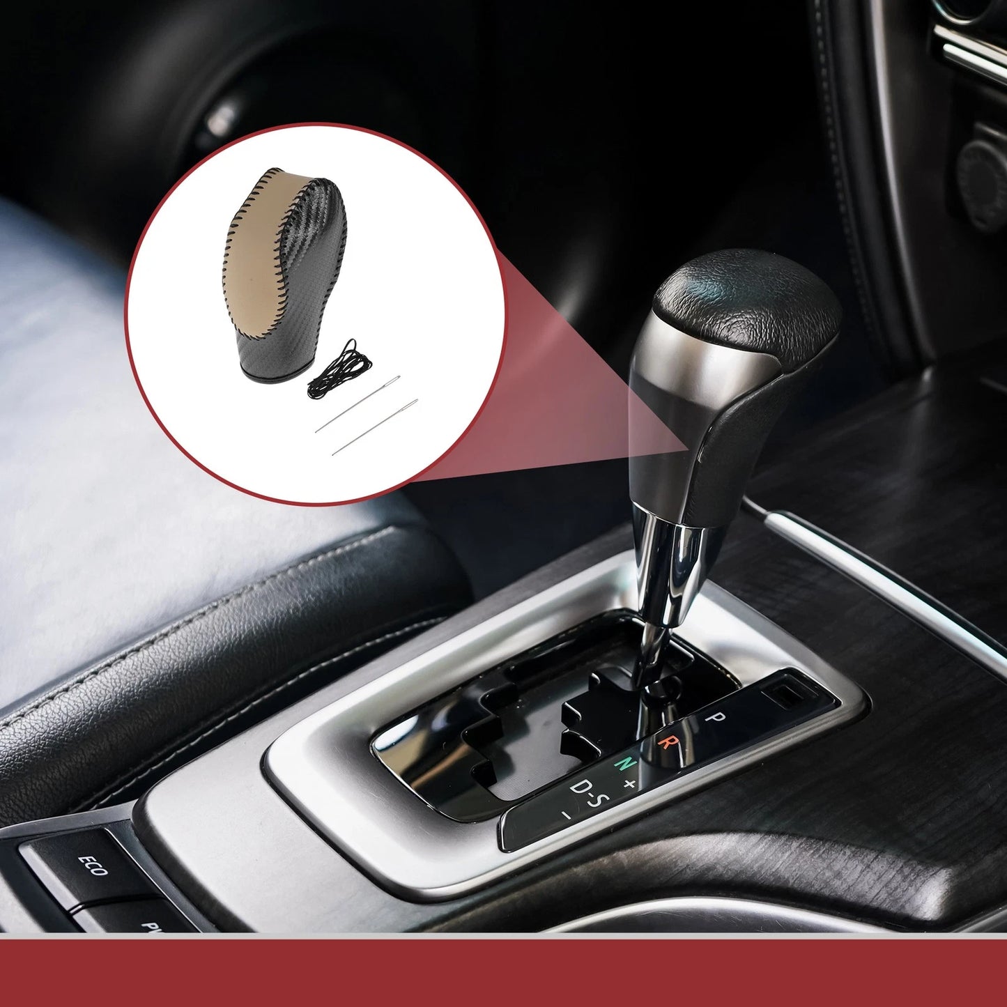 Beige Black Gear Shift Knob Cover for Ford Fusion (2013-2016)
