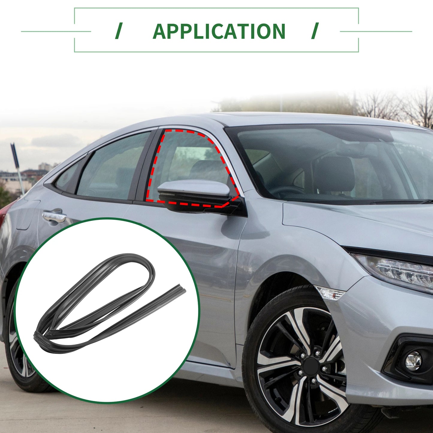 Front Right Door Window Run Channel Seal Strip for Honda Civic (2016-2021)
