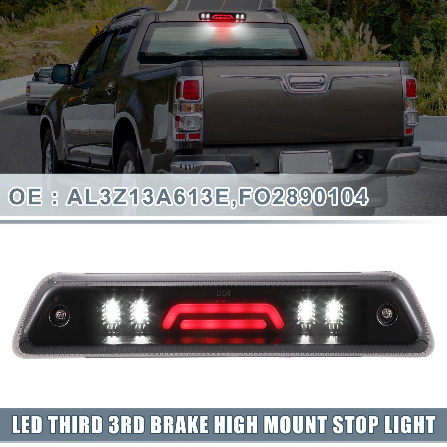 High Mount Stop Light for Ford F-150 (2015-2023) Black Housing Smoked Lens