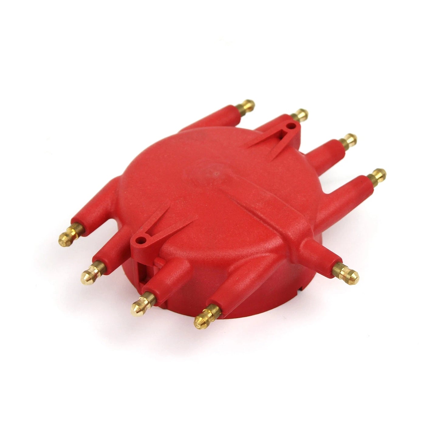 Red Male HEI Screw-Down Flathead Crab Distributor Cap for Chevy (1975-1986)