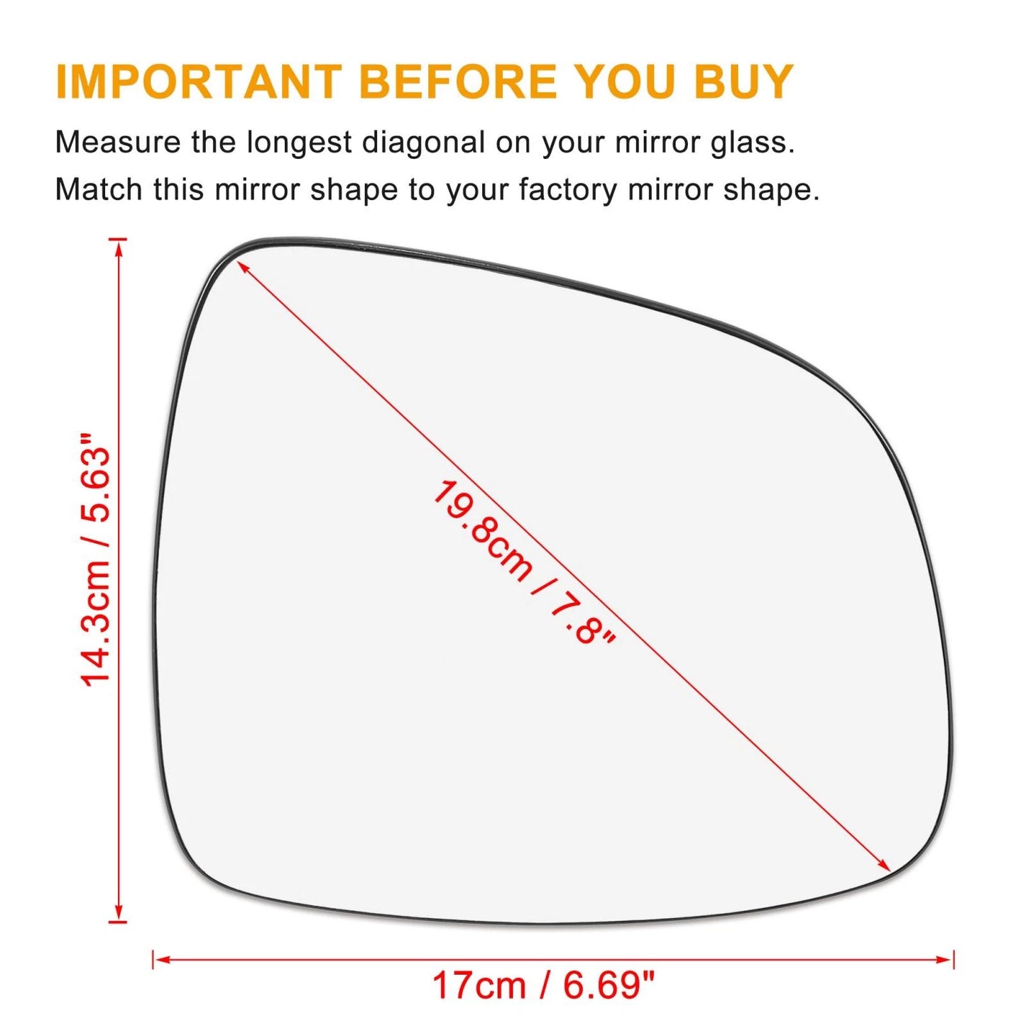 Right Side Mirror Glass with Backing Plate for Suzuki