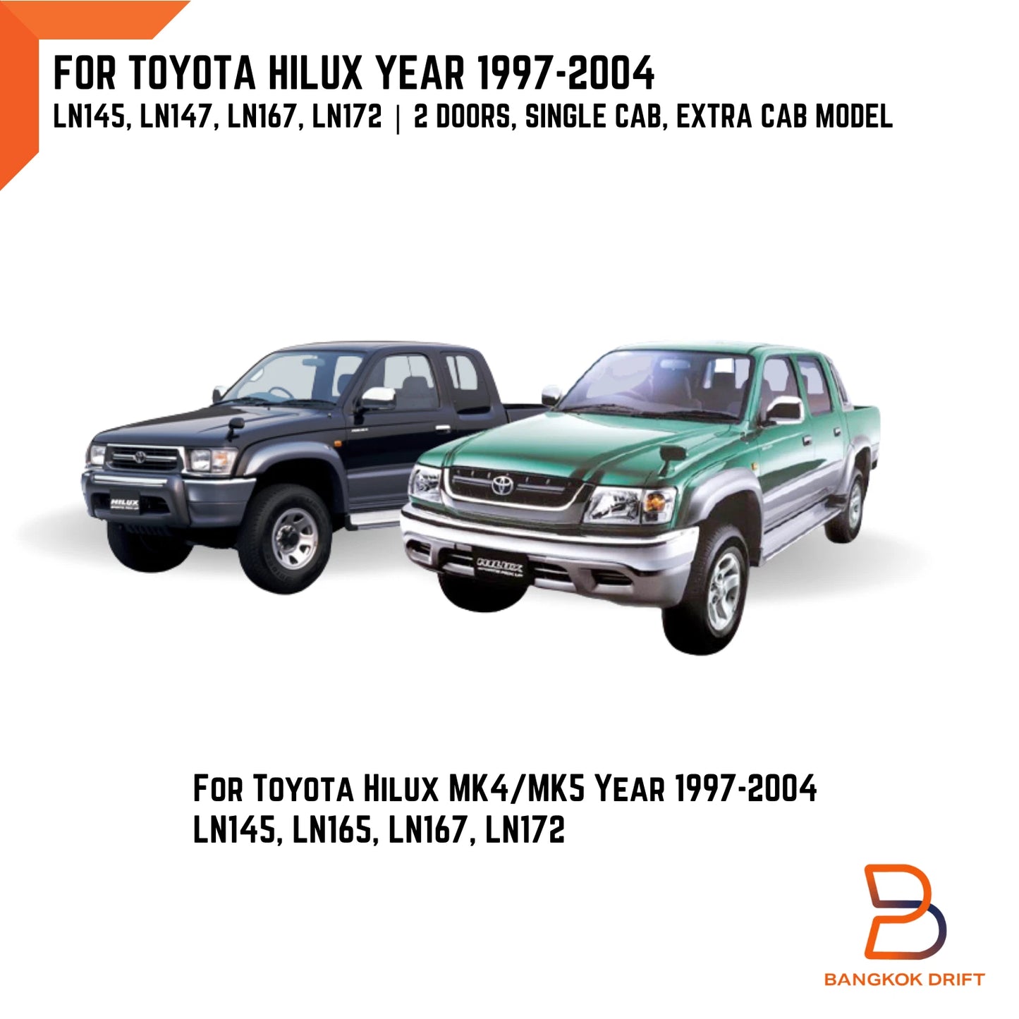 Silver Fender Flare Wheel Arch for Toyota Hilux LN167 LN147 (1997-2005)