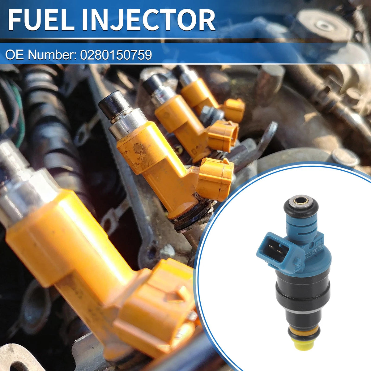 Fuel Injector 1 x No.0280150759 for Ford E-250 E-350 7.5 (1989-1991)