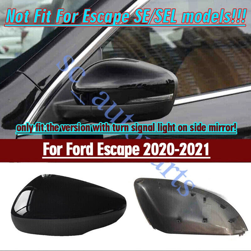 Left Black With Turn Signal Hole Side Mirror Cover for Ford Escape (2020–2021)