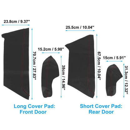 8Pcs Door Panel Armrest Covers for Honda Civic (2016-2020) Black Red Line