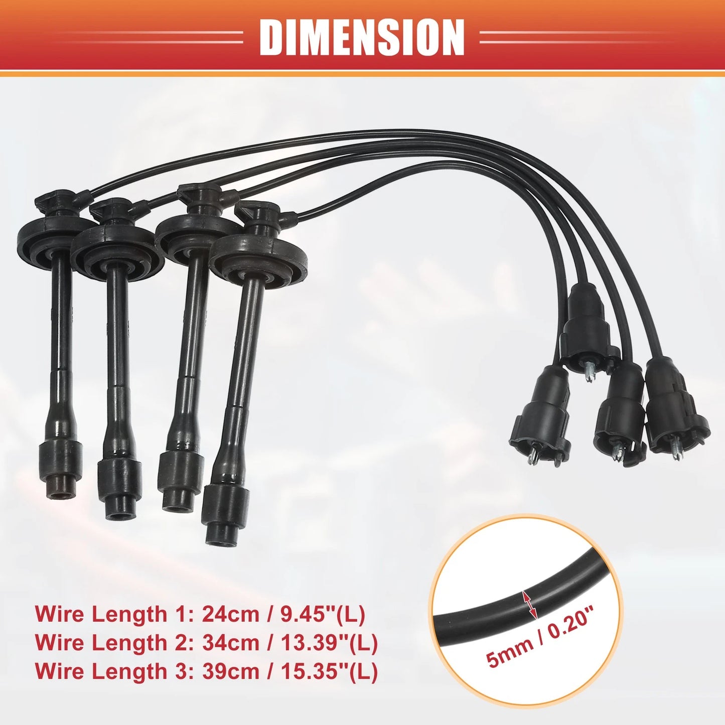 4pcs Spark Plug Wire Ignition Coil Cable for Toyota Corolla Chevrolet Prizm