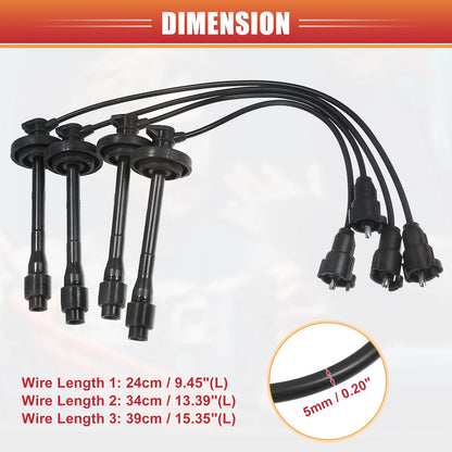 4pcs Spark Plug Wire Ignition Coil Cable for Toyota Corolla Chevrolet Prizm