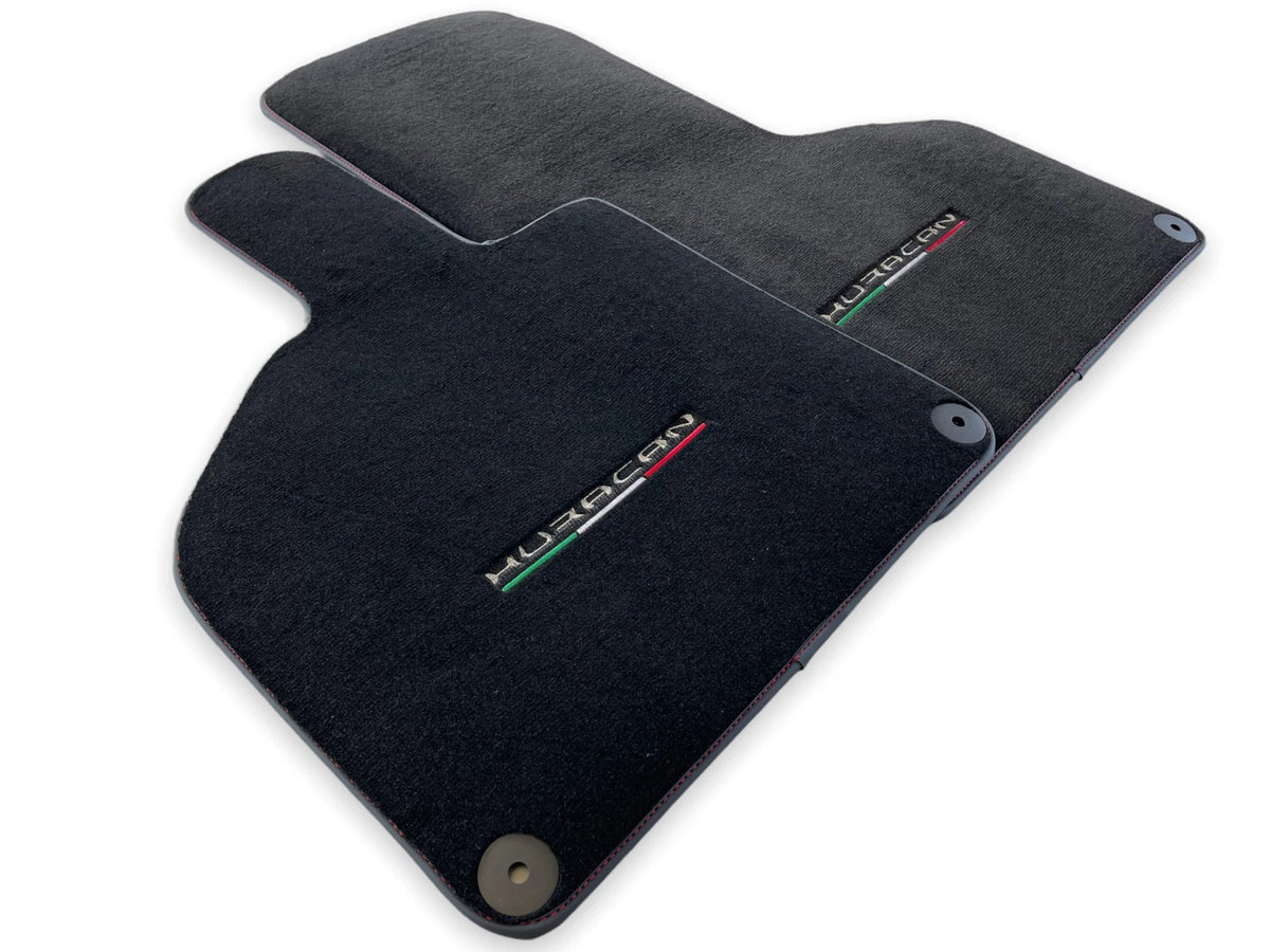 Floor Mats for Lamborghini Huracan 2014-2022 Black Tailored Carpets Red Stitch