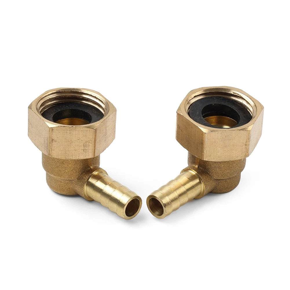 2 x Brass Hose Barb Fitting Elbow 6mm x G1/2 for Pipe Connectors