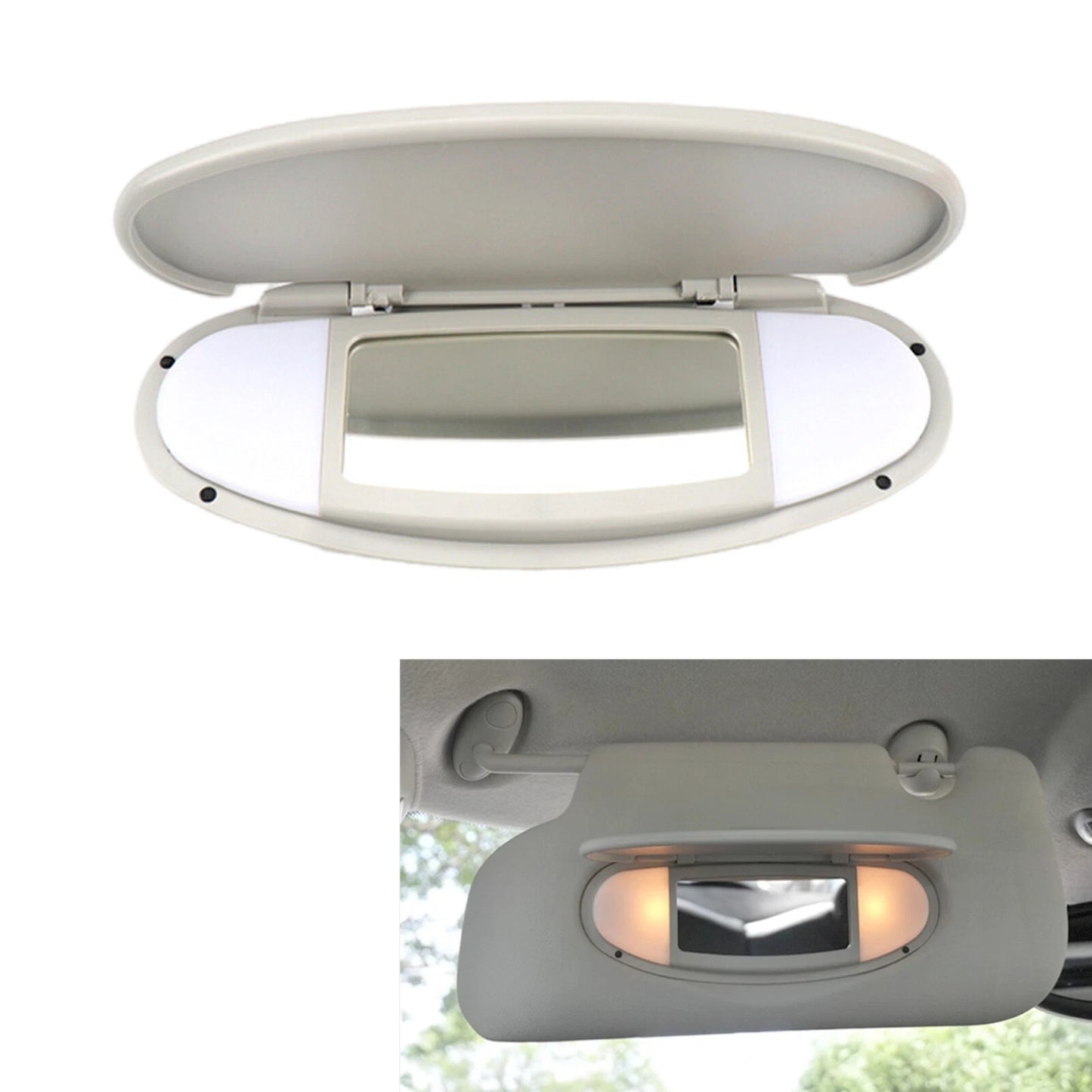 1x Gray Sun Visor Mirror Cover for Mini Cooper R55 R58 R60 (2007-2014)