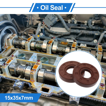 Oil Seal 15x35x7mm Brown 2 x Seal Ring Shaft Seal FKM Rubber for Make Model