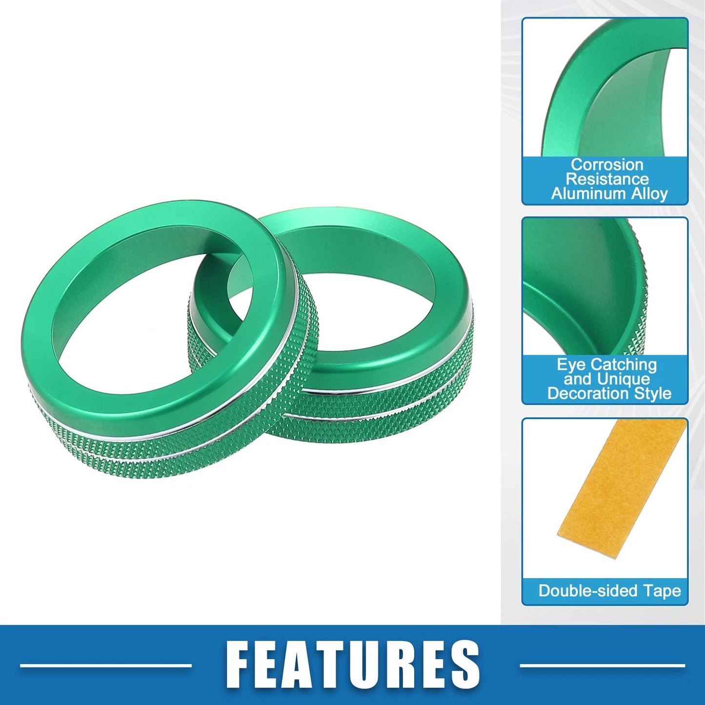 AC Radio Switch Knob Cover Decals for Dodge Durango (2014-2020) - 3 x Green