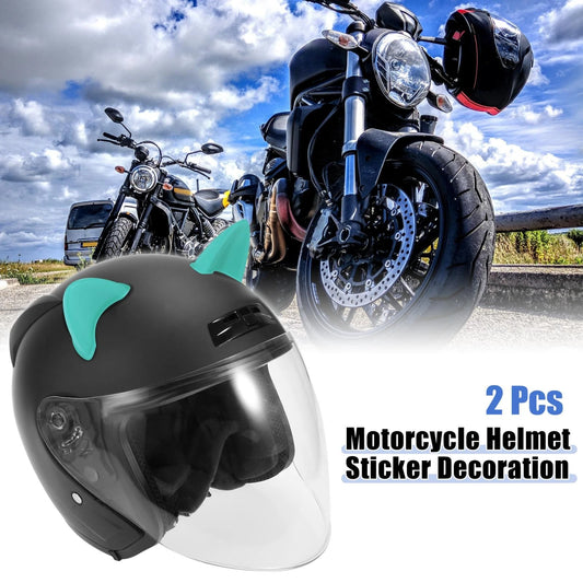 2 x Cat Ears Style Stick On Helmet Decoration Accessories for Motorcycle Blue