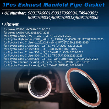 1 x Exhaust Pipe Gasket for Lexus ES200 (MXZA10) (2019–2025)