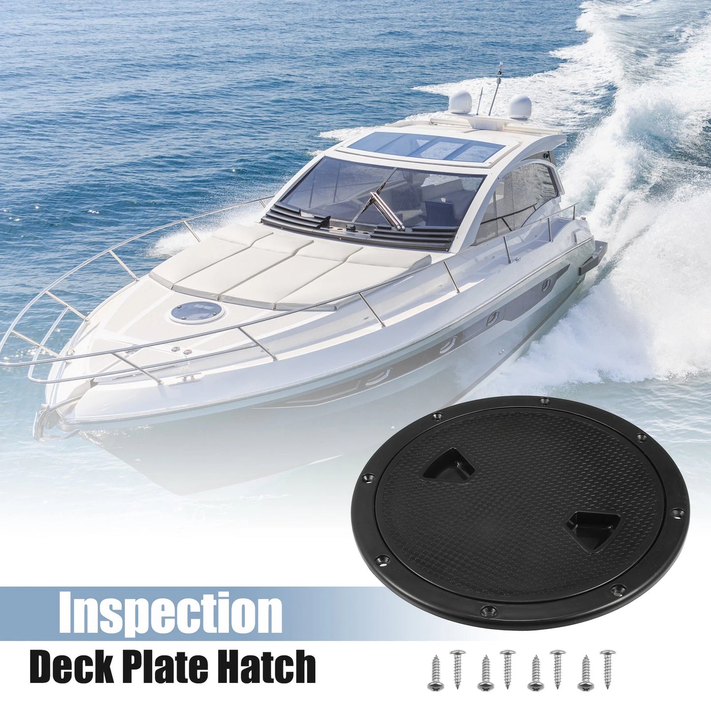 8" Deck Plate Hatch for Boat - Marine Inspection Cover Black