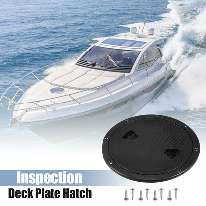 8" Deck Plate Hatch for Boat - Marine Inspection Cover Black