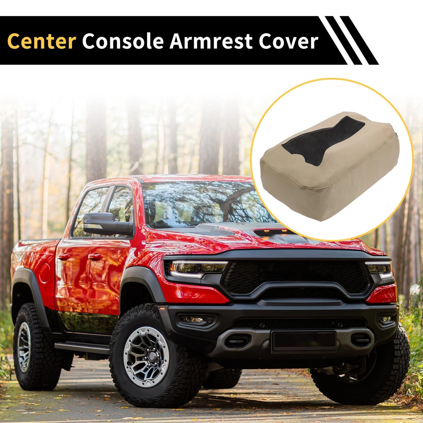 Center Console Cover for Chevrolet Microfiber Leather With Zipper Beige
