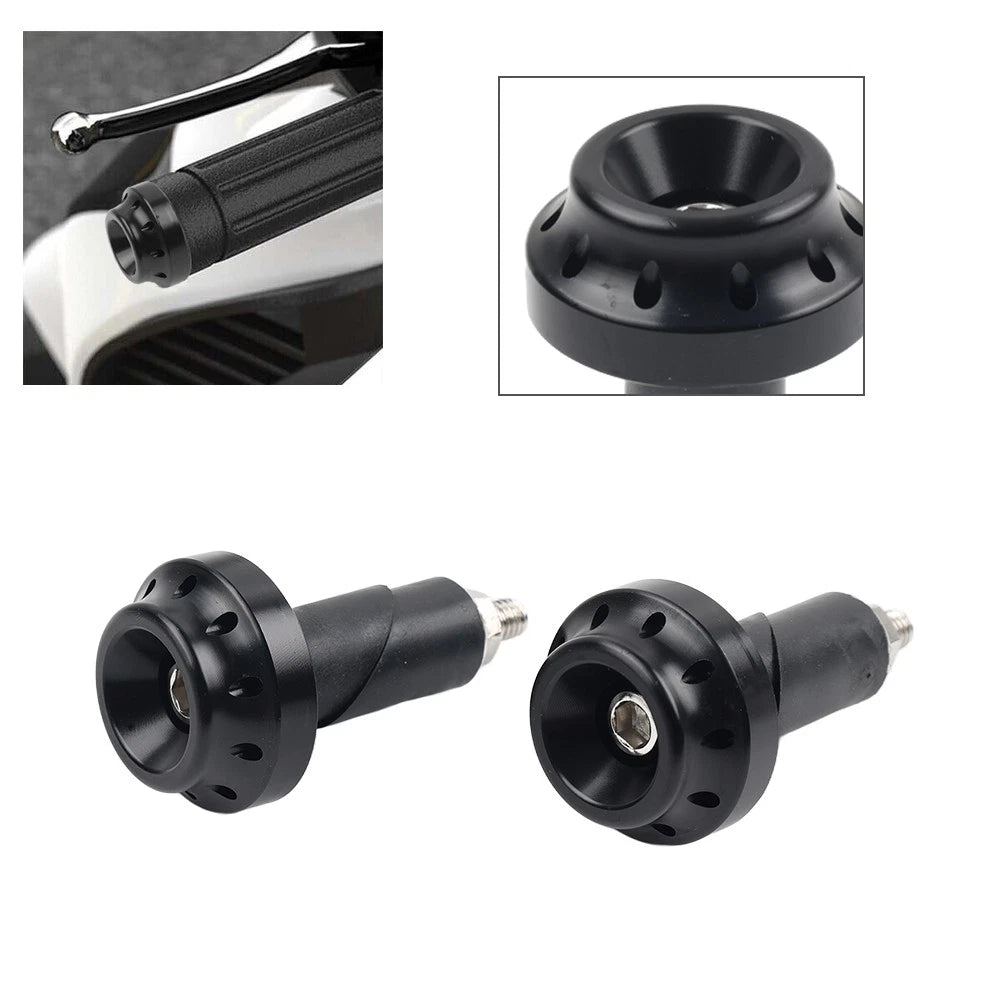 Black Motorcycle 7/8'' 1'' Handlebar Grips & End Cap Plug