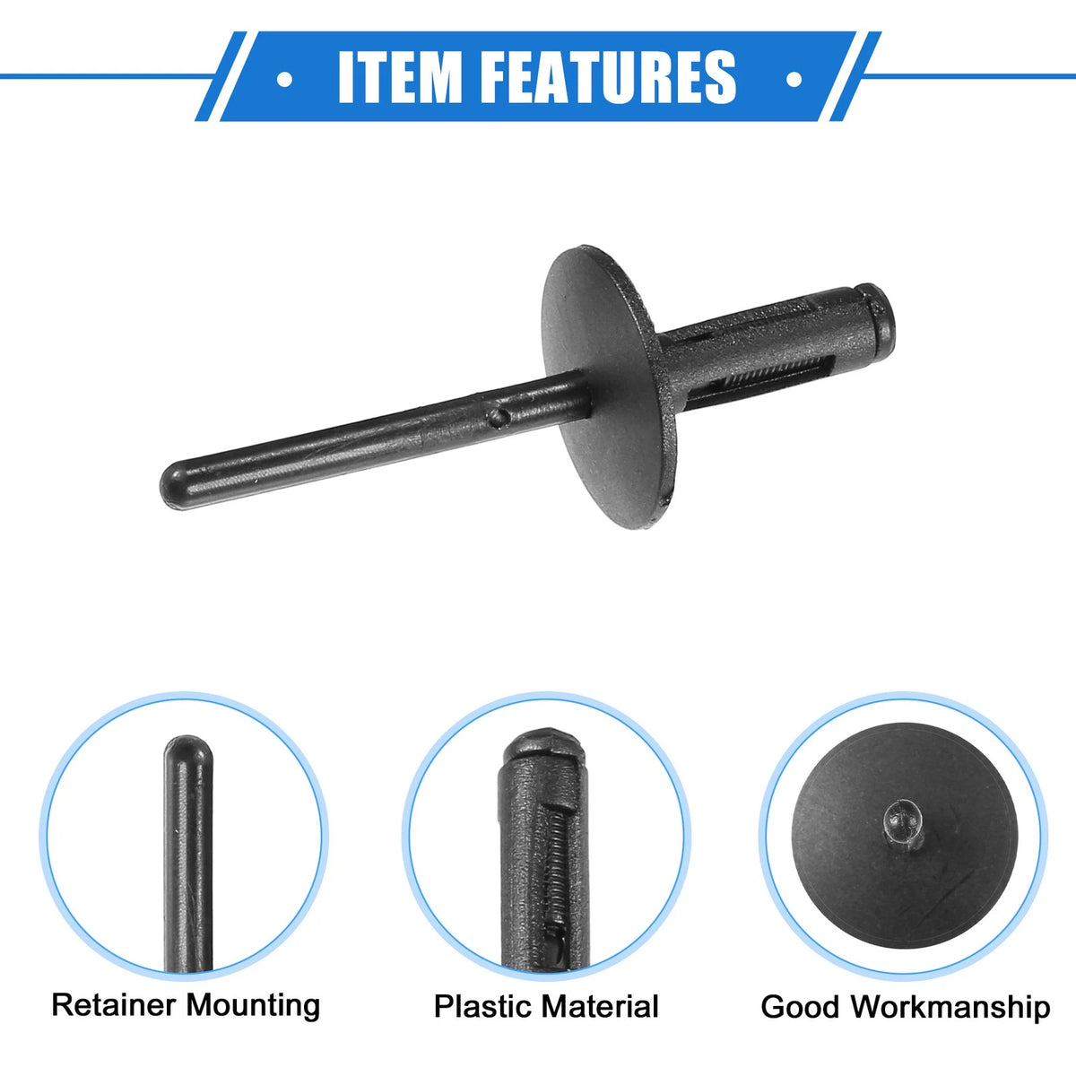 10 x Fender Liner Rivet for BMW X1 (2013-2023) Plastic Black