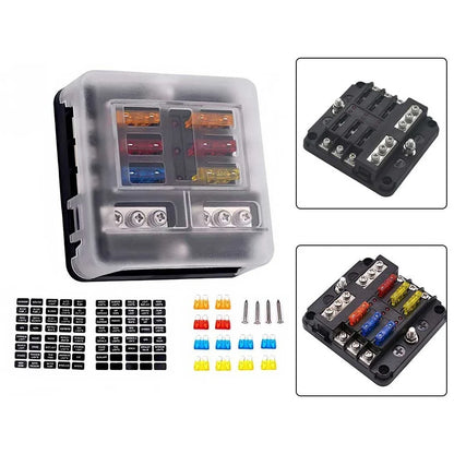 12V Six Position Fuse Holder for Cars/RV/Boats with LED Indicator
