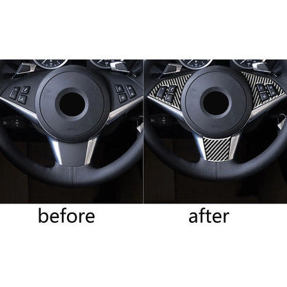 Carbon Fiber Steering Wheel Button Frame Cover for BMW 6 Series E63 E64 (2004-2010)