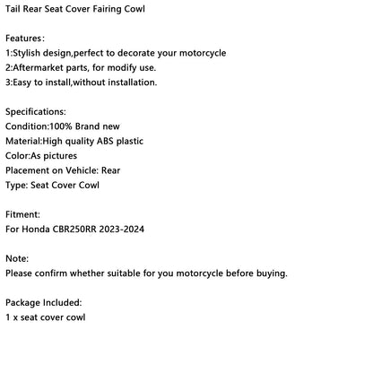 Rear Tail Pillion Seat Fairing Cover for Honda CBR250RR (2023-2024)