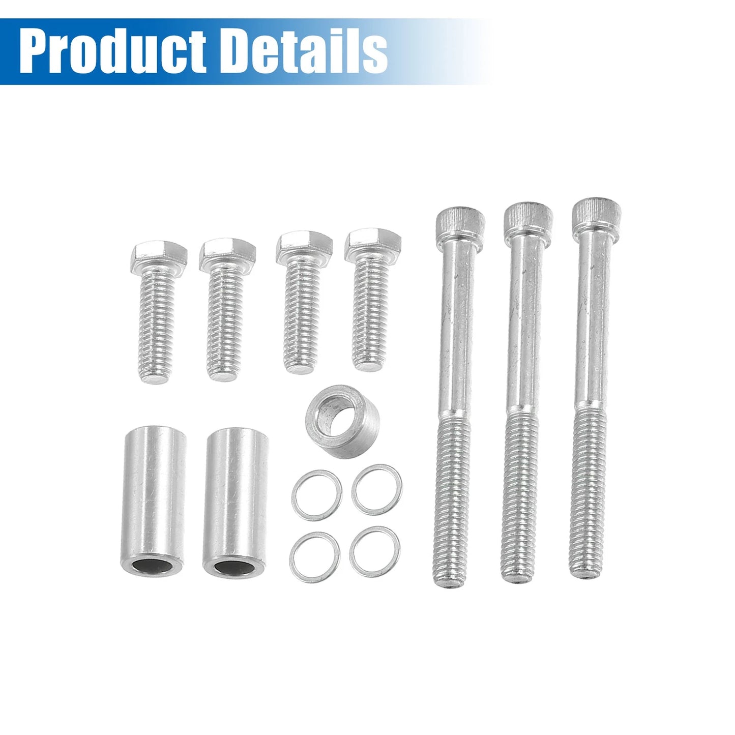 Power Steering Pump Bracket Adjustable Kit for Chevy Silver Tone