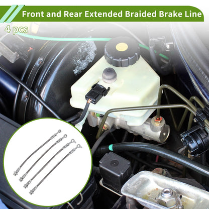 4pcs Extended Braided Brake Line Hose for Nissan Patrol GQ Y60 (88-97)
