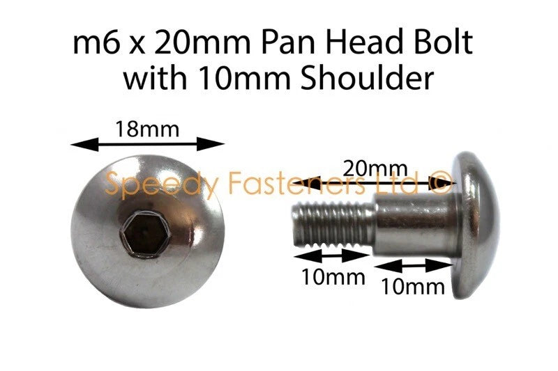 Fairing Bolts / 2 x Stainless m6 x 20mm +10mm Shoulder for Suzuki