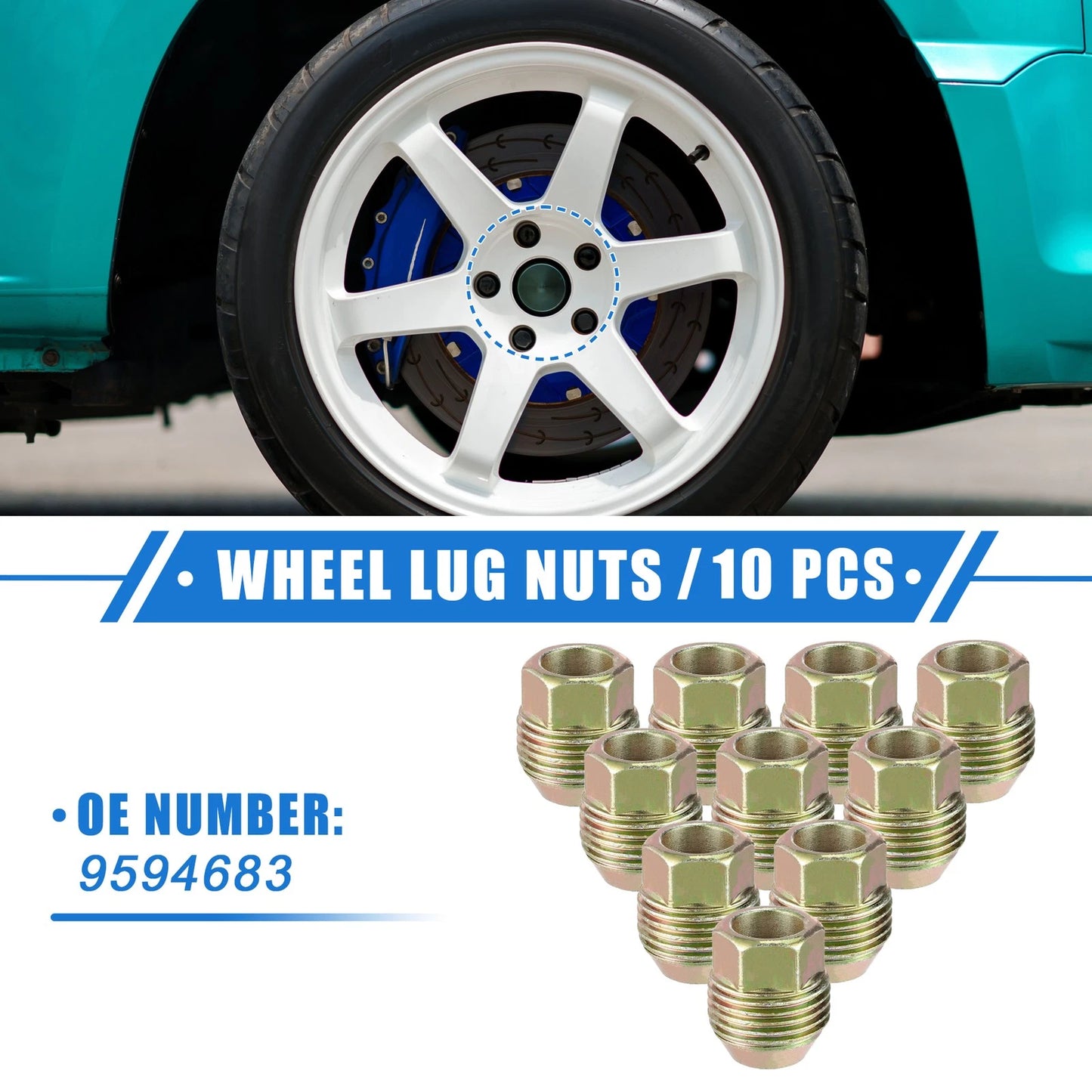 10pc M12x1.5 Wheel Lug Nut for Chevrolet Equinox & Chrysler Sebring