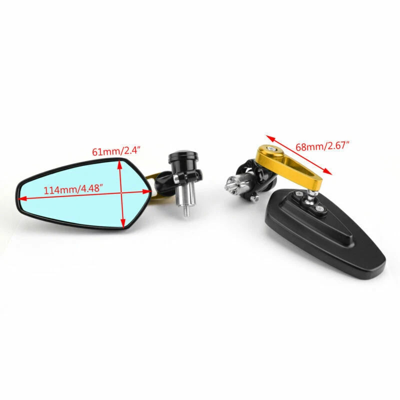 1 Pair 7/8" Gold Handlebar End Mirrors for Universal Motorcycle