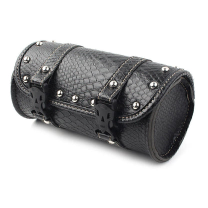 Leather Motorcycle Tool Bag for Universal Fork Handlebar Saddlebag Roll
