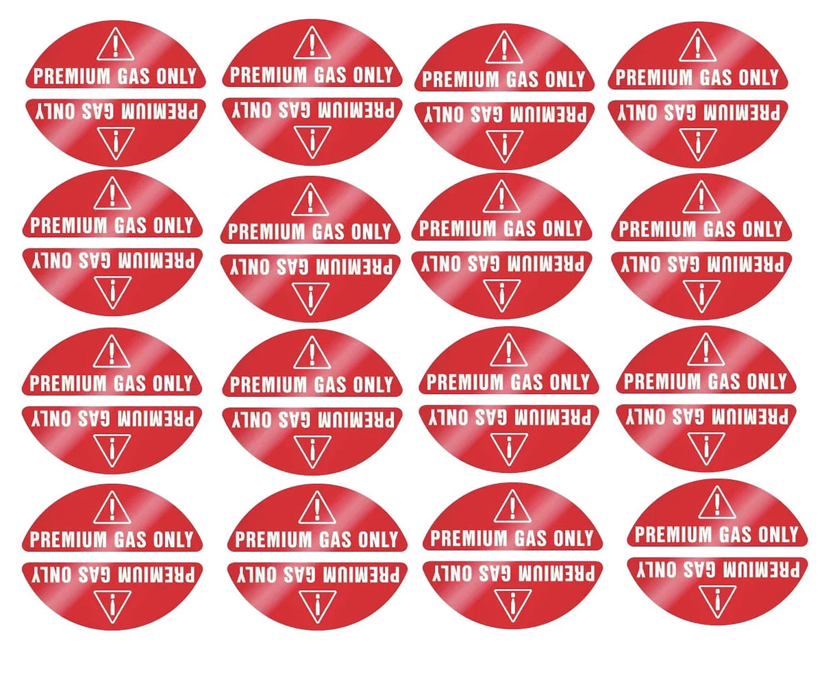 Premium Gas Only Sticker for Car Rental - Fuel Warning Label