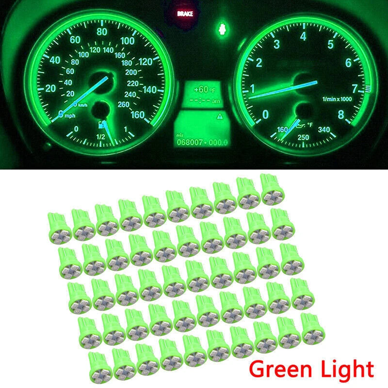 50Pc Green 6V T10 1210 4SMD W5W 501 194 168 LED Light Bulbs for Pinball Machine