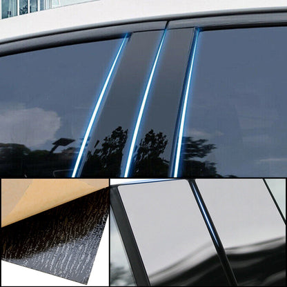 6pc Matt Black Window Pillar Posts Cover Trim for Jeep Cherokee (2014-2023)