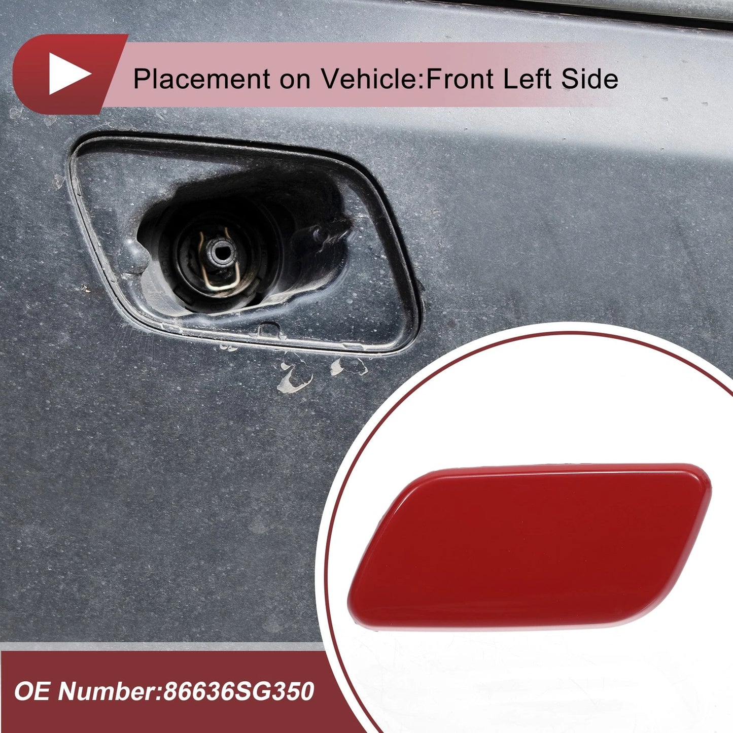 Front Left Washer Nozzle Cover for Subaru Forester (2016-2018) Red