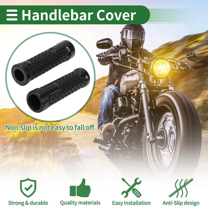 7/8" 22mm Hand Grips for Motorcycle Rubber Black Plaid